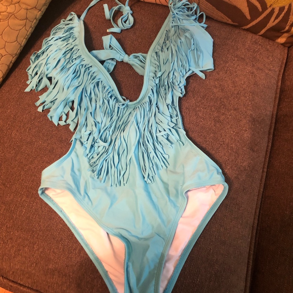 Baby blue 1 piece swimsuit